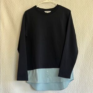 Athleta  Navy Half Sweatshirt/Half Buttondown Size M